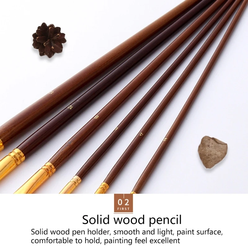 

12 Pcs/Set Watercolor Oil Acrylic Artist Paint Brushes Long Rod Nylon Hair Painting Brush Wooden Handle Art Supplies