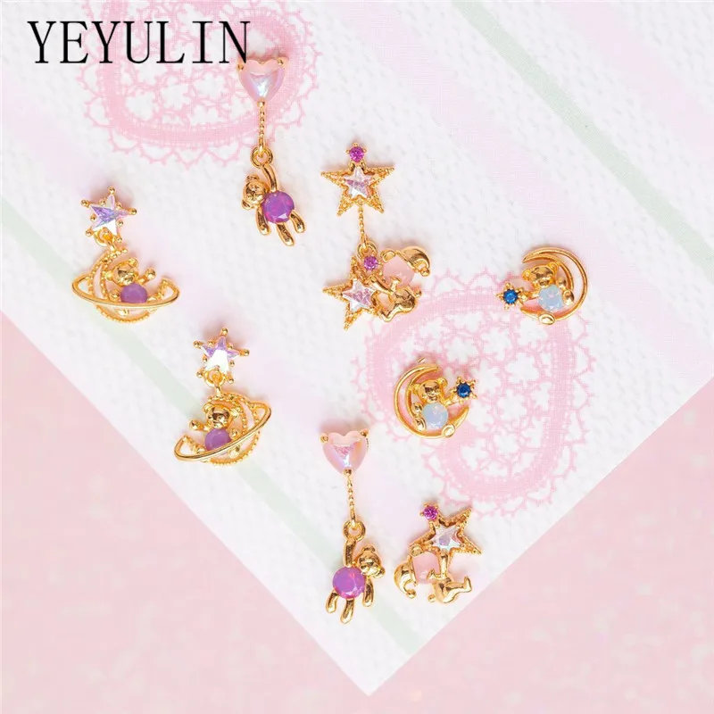 Женские серьги-гвоздики в виде медведя с кристаллами | Украшения и аксессуары