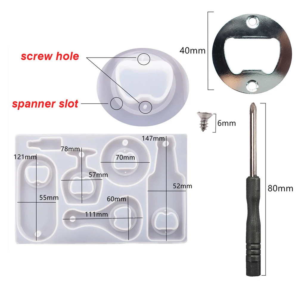DIY Эпоксидной смолы пива открывалка для бутылок в форме гаечного ключа сухих