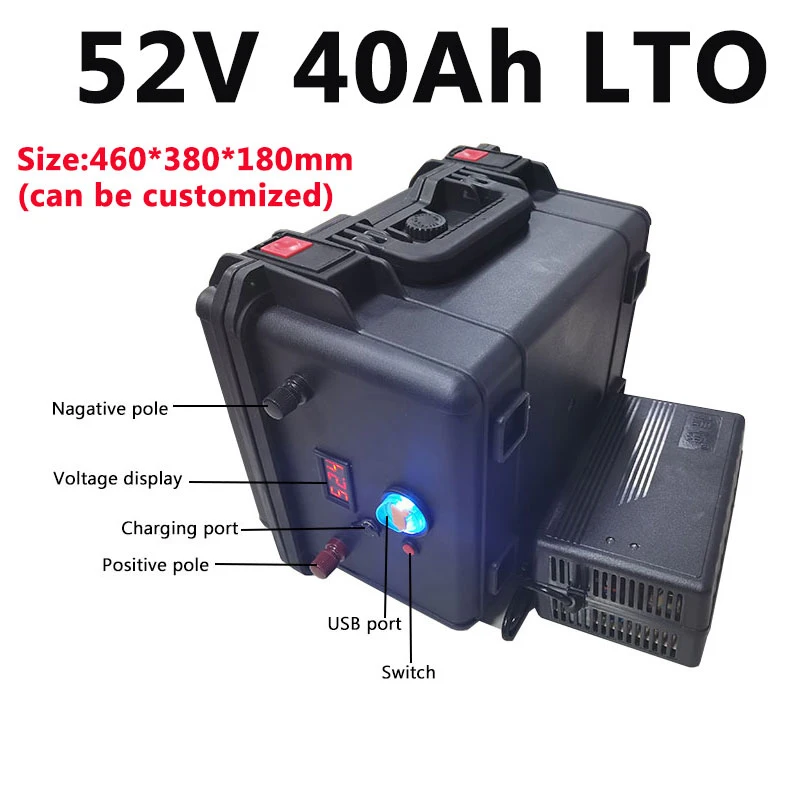 

GTK LTO 22S 52V 40Ah Lithium Titanate Battery Pack for Forklift Tricycle Solar system+5A charger