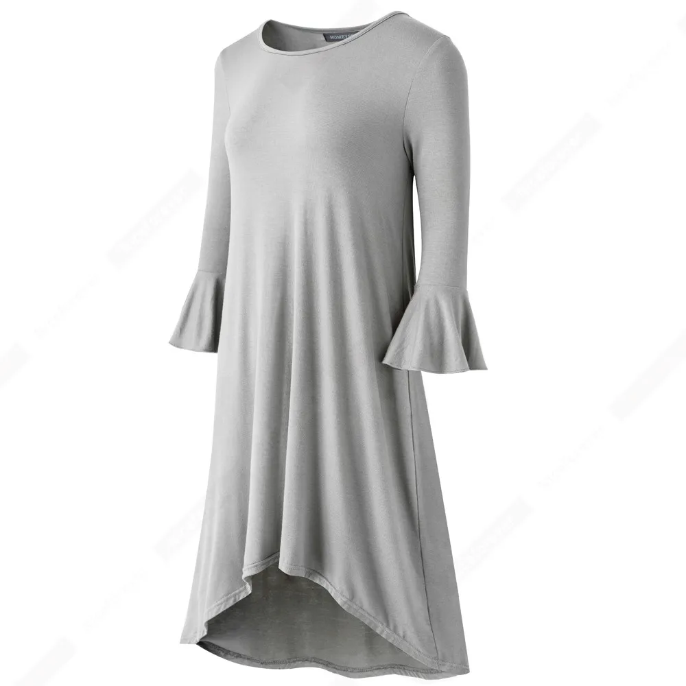 Платье женское однотонное с расклешенным рукавом шикарный Повседневный