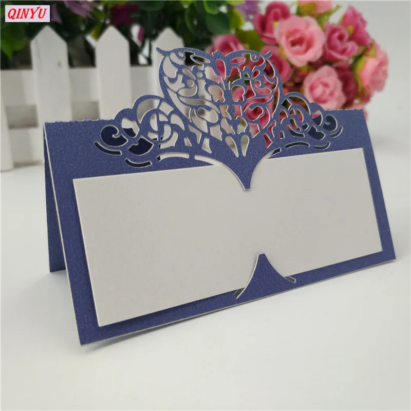 10 шт сердечки лазерная резка имя карты день рождения Место бумажные карточки