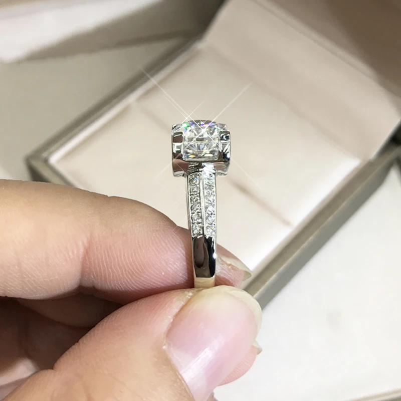 Роскошное 18 К кольцо из белого золота 4 когтя Трендовое Двухрядное ювелирное