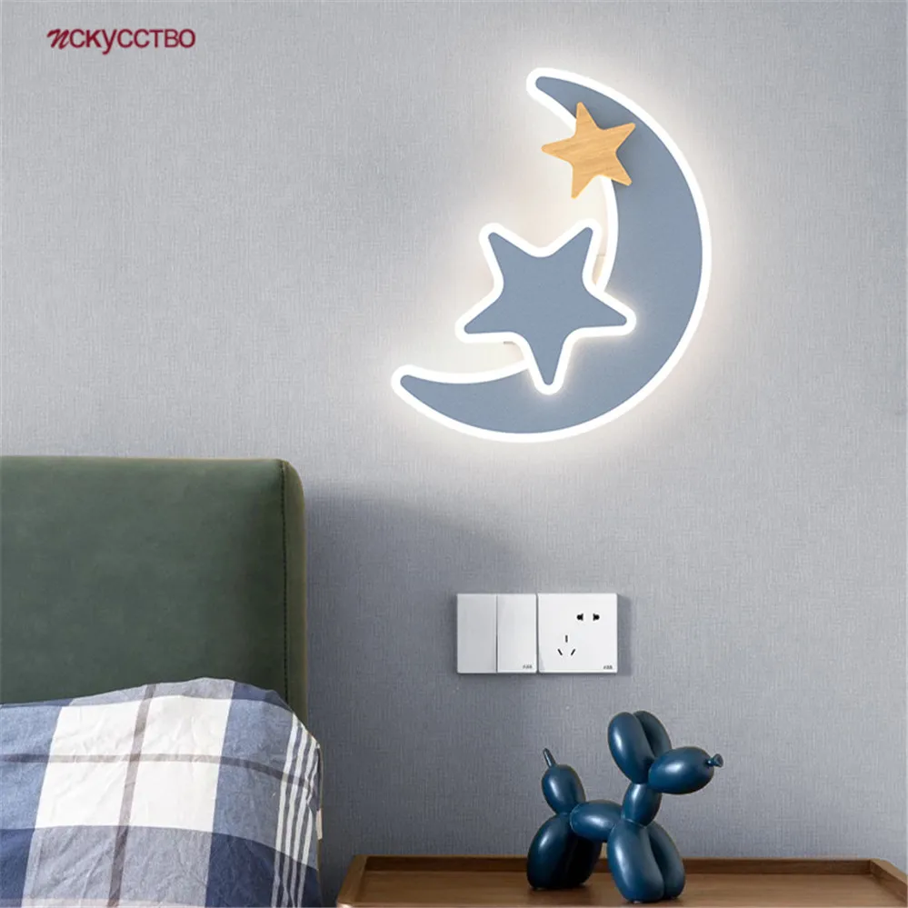 Детский креативный Железный деревянный светодиодный настенный светильник в