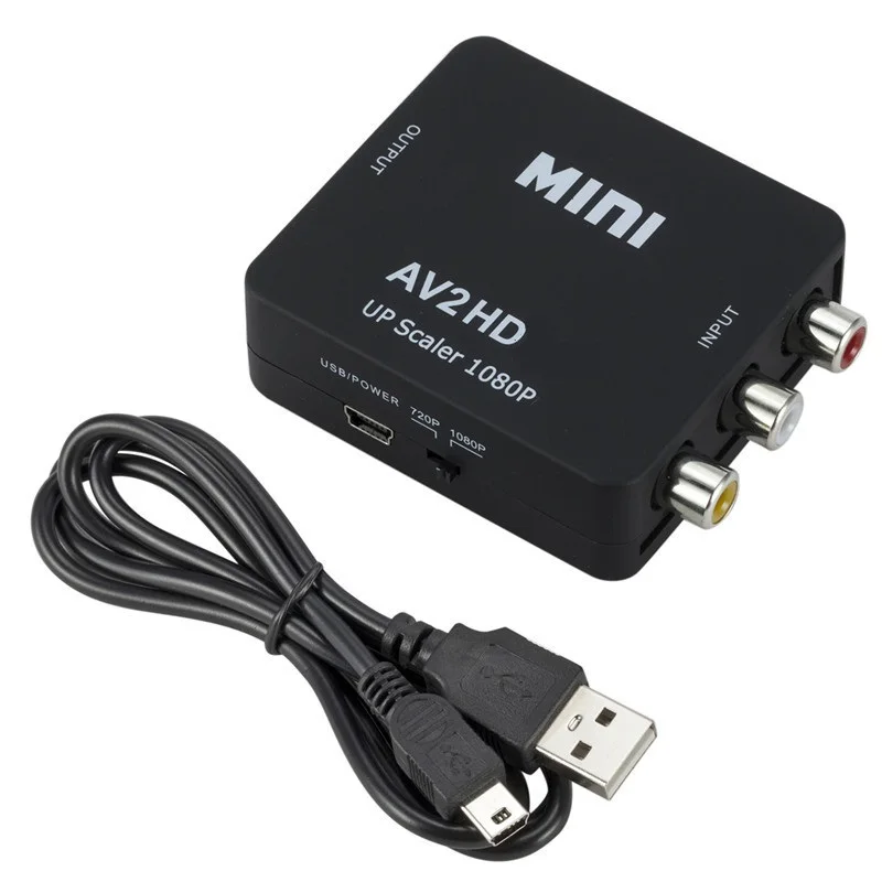 

AV/RCA CVBS to HDMI-compatible 1080P Video Converter MINI AV2HD Adapter Converter Box For HDTV Projector Set top box DVD