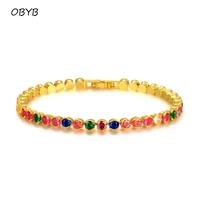 obyb colorful small round zircon tennis bracelet bangle ladies luxury banquet wedding party friendship bracelet female bangle