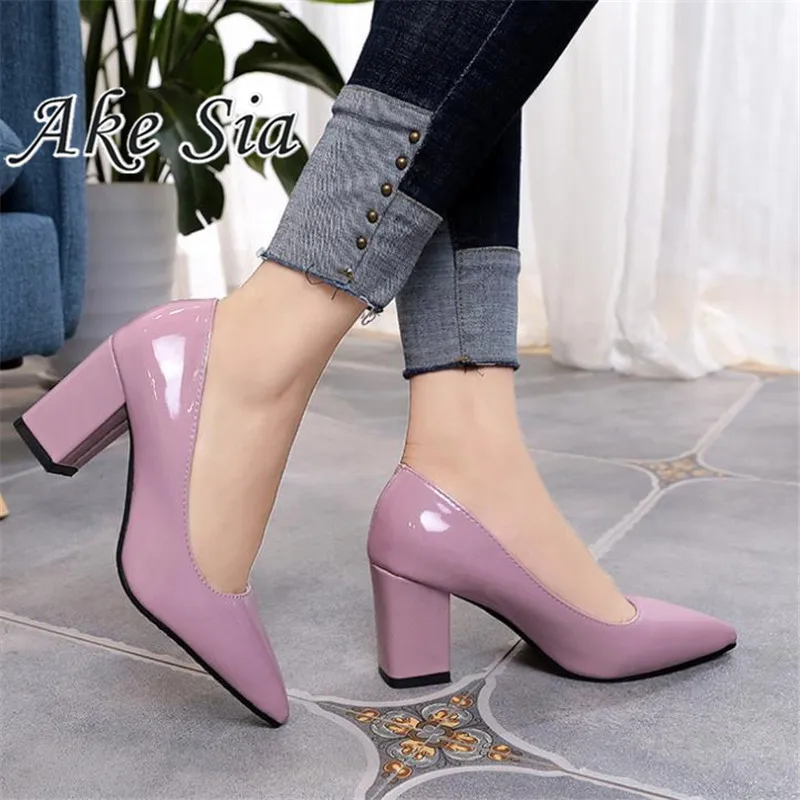 Женские босоножки из лакированной кожи черные туфли лодочки на высоком каблуке