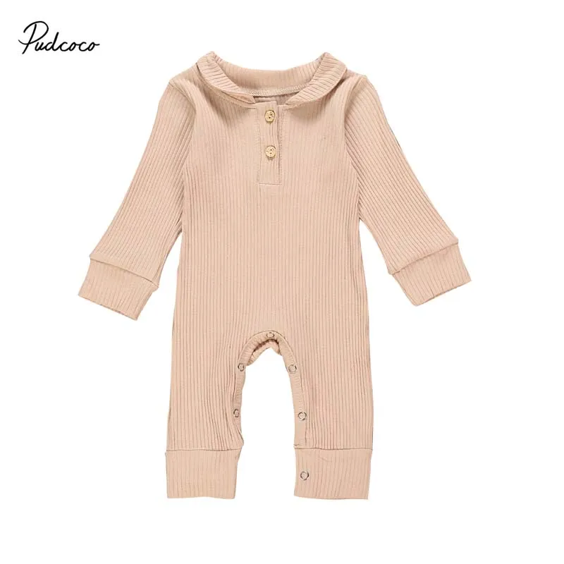 2019 Baby Spring Autumn Clothing Newborn Infant Boy Girl Solid Color Romper Ribbed Playsuit Jumpsuit Outfit Clothes | Детская одежда и