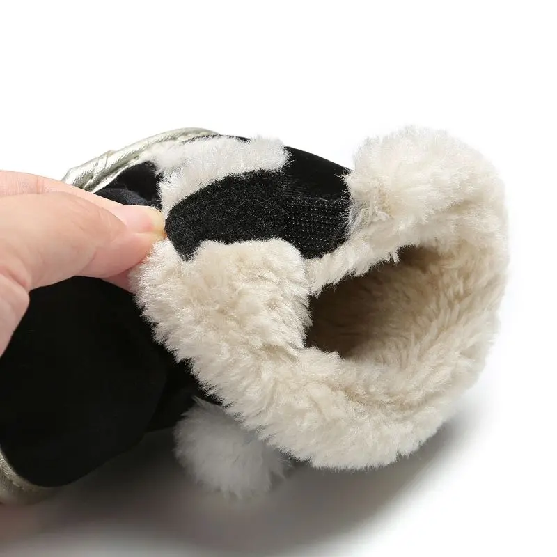

Autumn Winter New Toddler Baby Girls Boys Boots Cotton Solid Color Bowknot Plush Ball Warm Plus Velvet Non-slip Soft Sole Boots