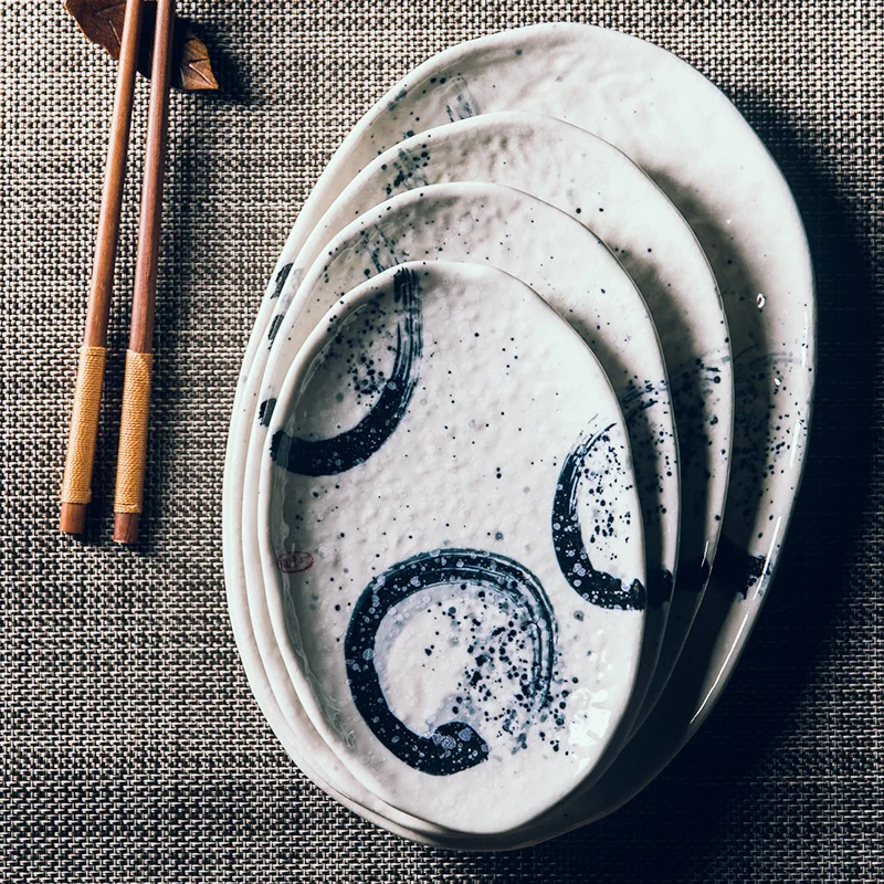 FANCITY креативная Дэн-образная пластина эллиптическая керамическая плоская