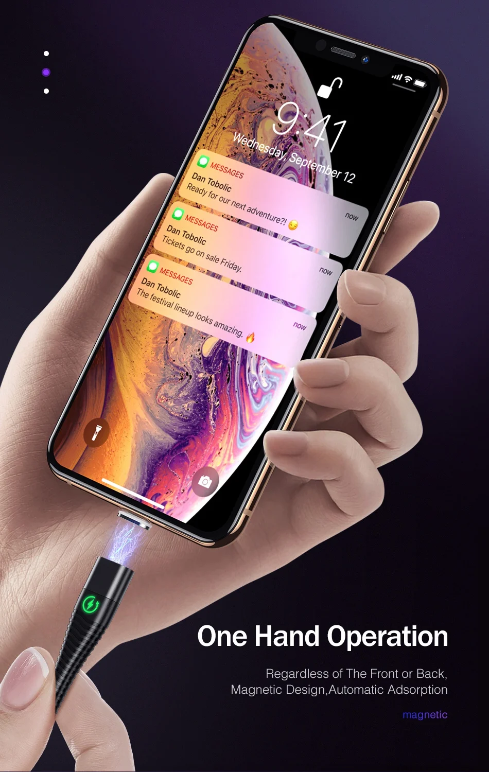 Магнитный USB кабель ROCK светодиодный светильник Micro usb type-C кабель для iPhone XS X Быстрая зарядка usb type C зарядный провод шнур для samsung