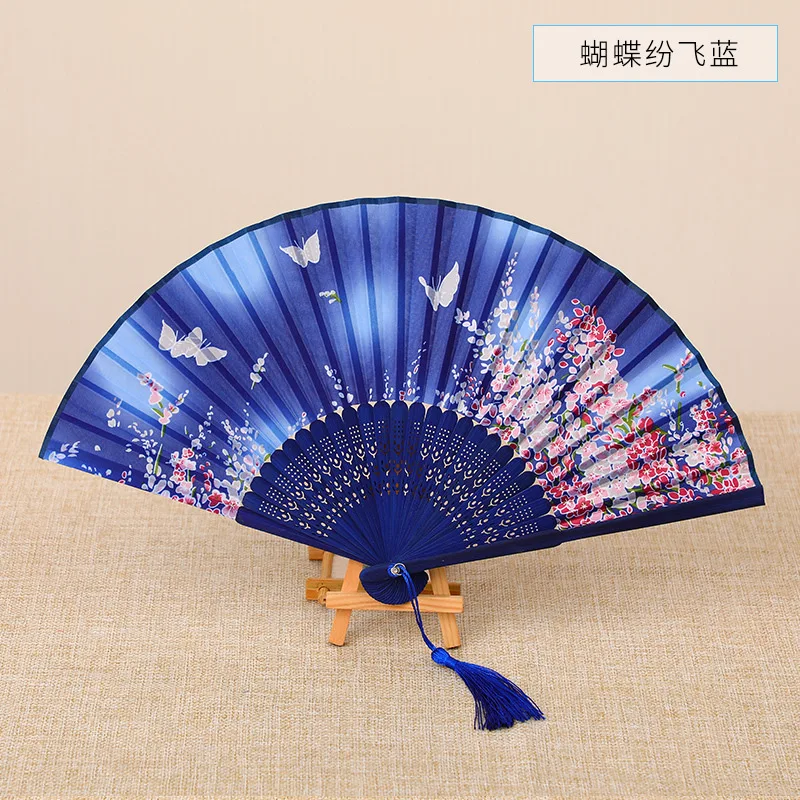 

Summer fan silk ladies folding fan retro dance performance hand fan ladies gift portable outdoor fan wind drive heat