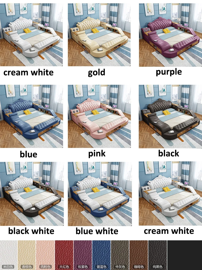 CBMMART Китай многофункциональная современная кожаная кровать с матрасом|Наборы