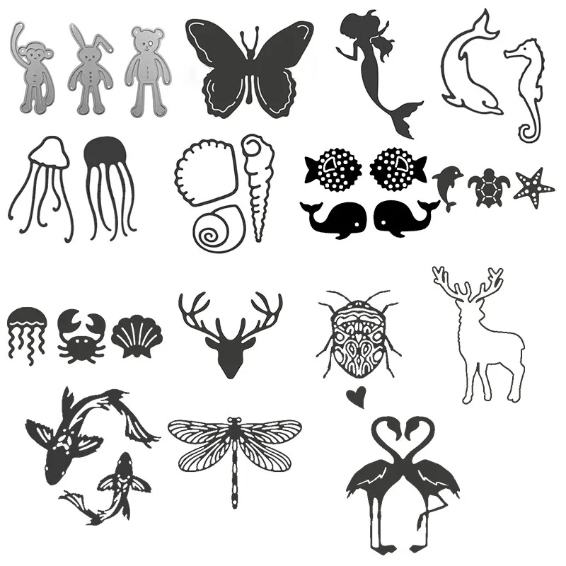 

Sea Animals Insect Reindeer Metal Cutting Dies For DIY Scrapbooking Embossing Decorative Crafts Supplies Cards Making New 2020