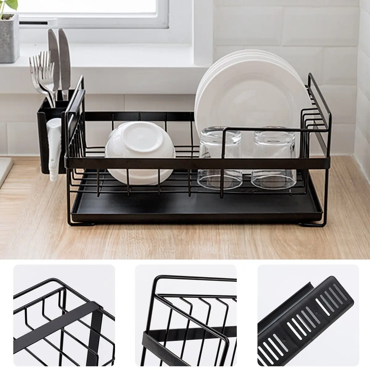 

Stainless Steel Kitchen Shelf Organizer Over The Sink Dishes Drying Rack Holder Draining Shelf Storage Organizer Cutlery Rack