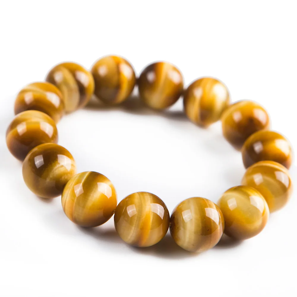 

14 мм натуральный желтый тигровый глаз браслет для женщин и мужчин удача исцеление подарок Кристалл драгоценные камни круглые бусины AAAAA