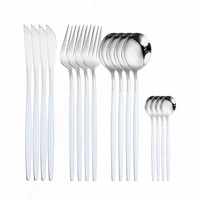 16pcs silverware cutlery sets golden forks knives spoons tableware set mirror stainless steel western dinnerware gold spoon set