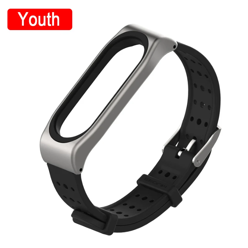 Youth Silver black Для Xiaomi mi Band 4 металлический ремешок Безвинтовой из нержавеющей стали для Xiaomi mi band 4 NFC браслет металлический сменный ремешок для mi 4 - Цвет: Youth Silver black