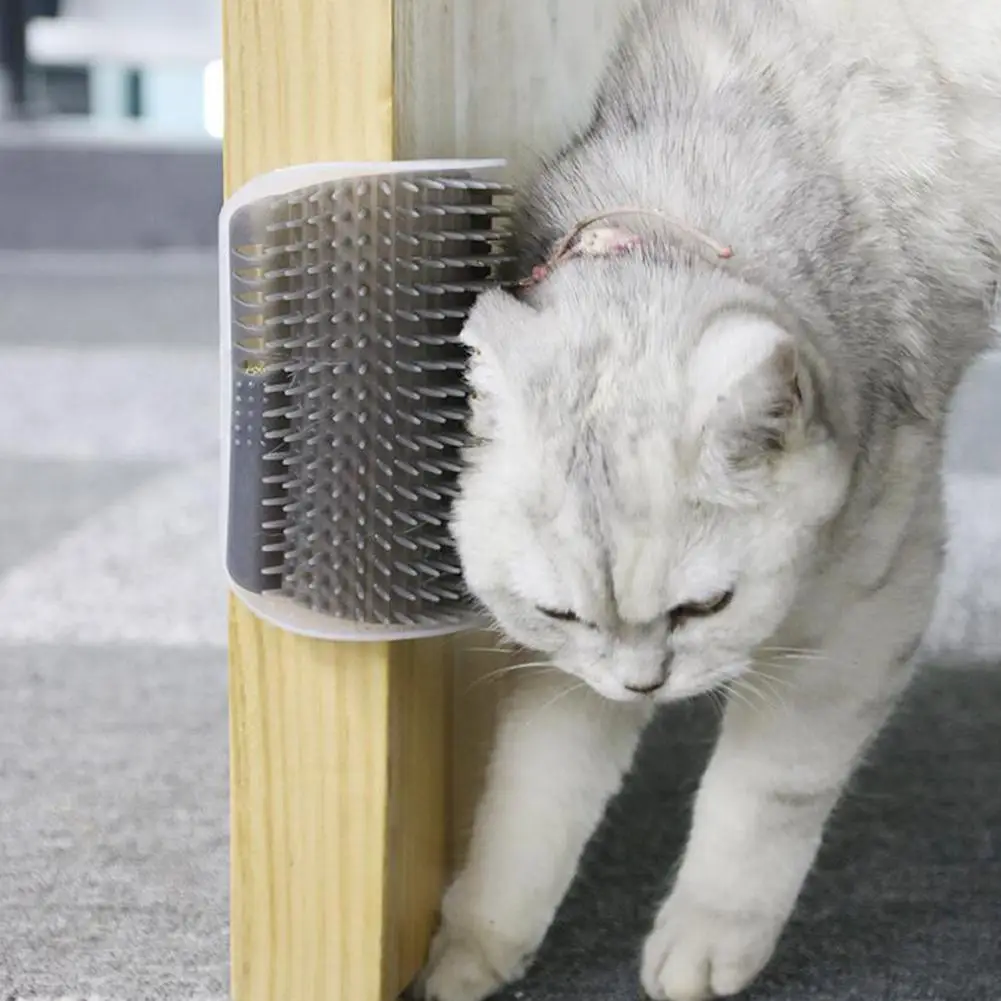 Удобный массажер для кошек угловая Массажная щетка пластиковая фиксированная