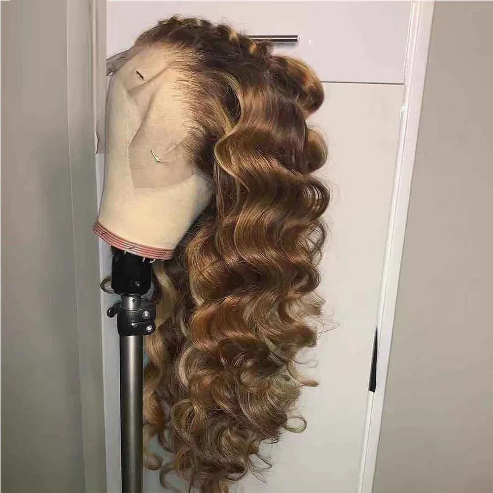 Цветные Свободные волнистые 360 кружевные передние волосы Омбре парик из