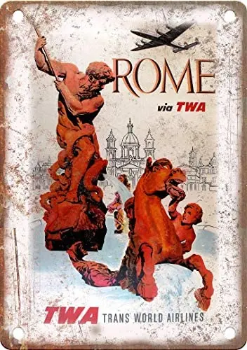 

Rome Italy TWA Travel Poster Art Reproduction Metal Sign T75