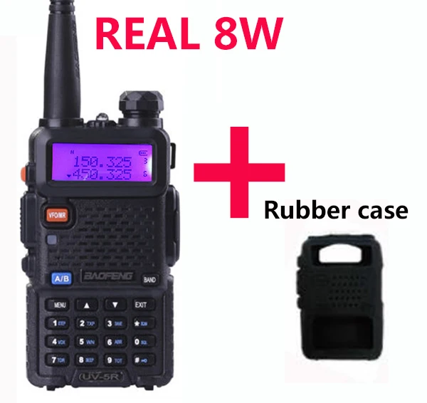 add ruber case Портативная радиостанция удобная портативная рация 10 км BaoFeng UV-5R 8 Вт Западная любительская радиостанция коммуникатор x работа радио связь - Цвет: add ruber case