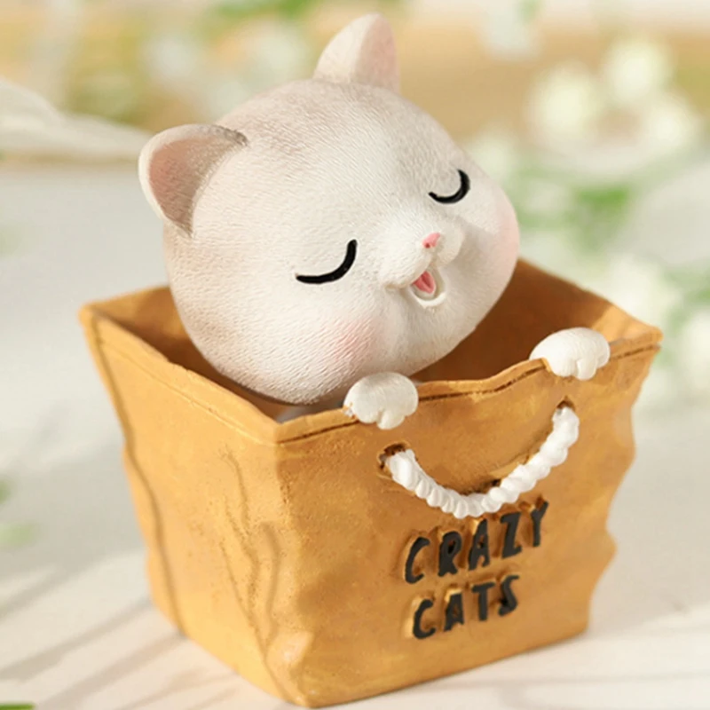 

Cute Cartoon Shaking Head Cat Resin Ornaments Creative Desktop Car Interior Decorations Car Resin Cat Ornaments