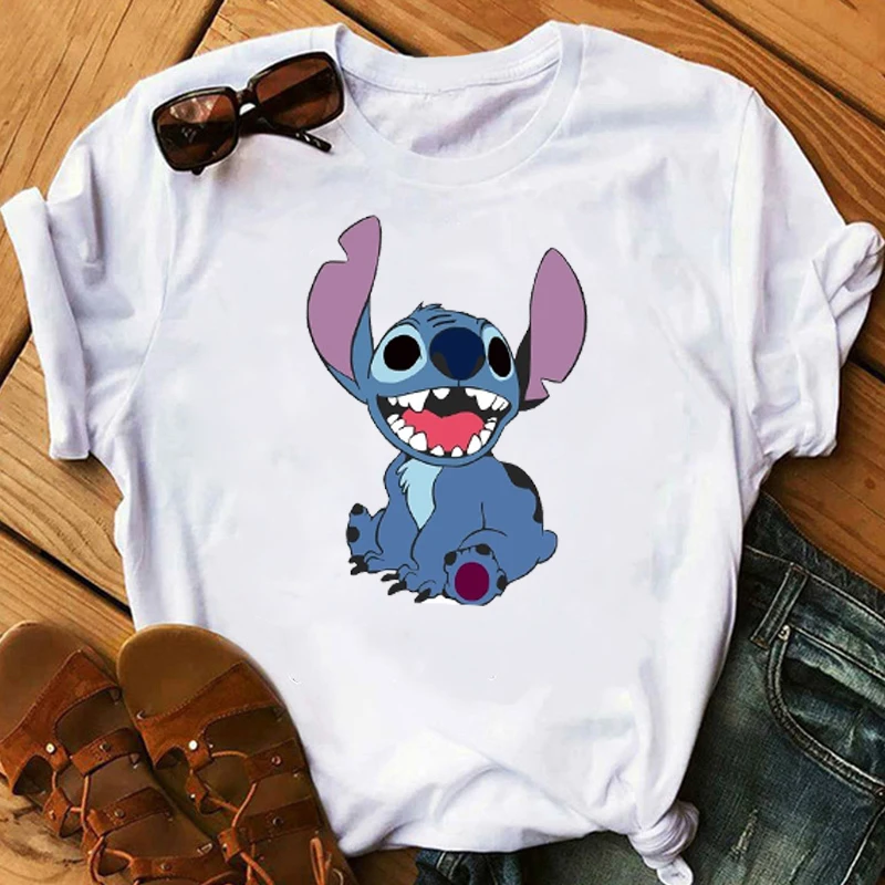Графическая женская футболка с рисунком любви Lilo простроченные футболки женская футболка с коротким рукавом повседневные топы Camisas Mujer футболка