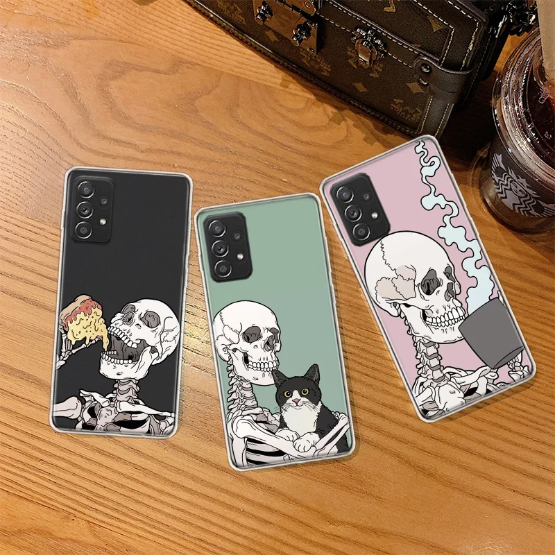 

Fashion skeleton Phone Case For Galaxy Note 20 Ultra 10 Lite 9 8 Samsung A70 A50 A30 A20 A20E A10S A9 A8 Plus A7 A6 A90 A80 Cove