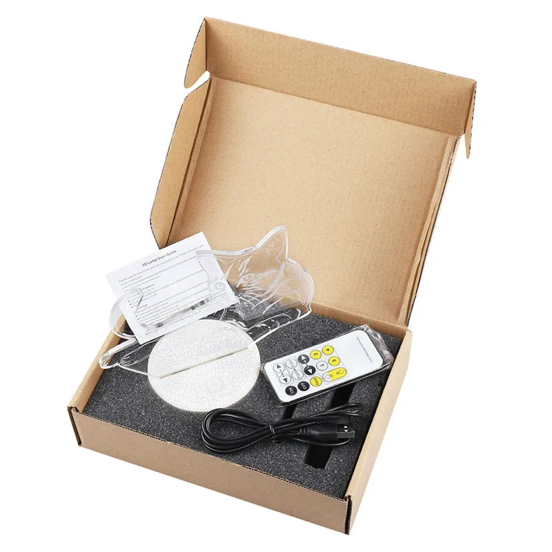 7 Colorful Cat 3D Lamp Acrylic LED Night Light USB Touch Sensor Remote Control Children Cute Bedroom Kids Gifts | Лампы и освещение