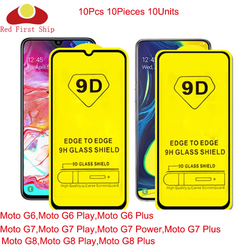 

10Pcs/lot 9D Tempered Glass For Motorola Moto G8 G7 G6 Play Plus Full Cover Screen Protector For Moto G7 Power Movie Film 9H 9D