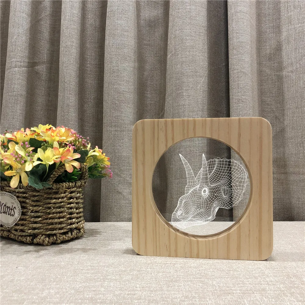 

Grass Dinosaur Shape 3D LED Arylic Wooden Night Lamp Table Light Switch Control Carving Lamp for Friends Fan's Gift Dropshipping