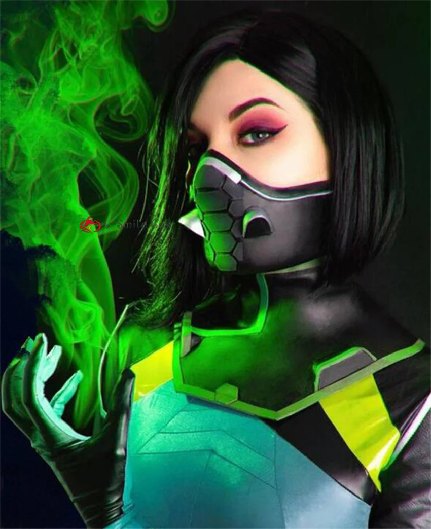 Парик для косплея Game Valorant Viper короткие прямые черные парики термостойкие