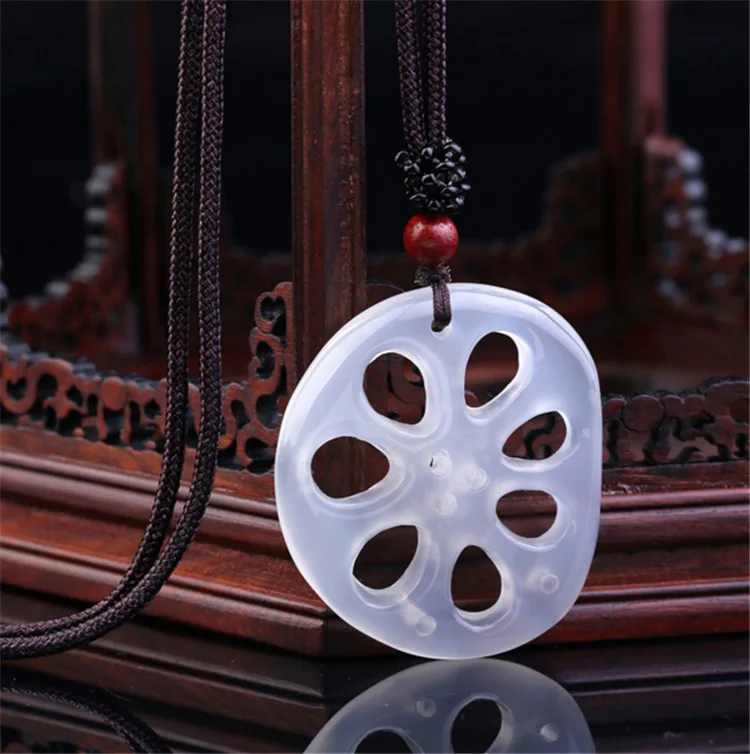 

Китайский нефритовый Агат, полый корень лотоса, кулон, Очаровательное ожерелье, ювелирные изделия, модные аксессуары, ручная работа, мужско...