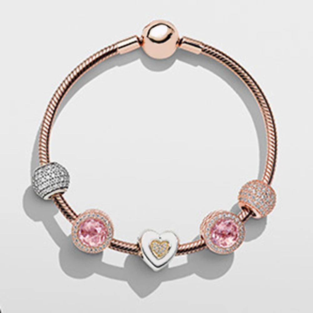 

NEW Original DIY Carved Jewelry Romantic Vintage Bracelets Heart Shape Crystal Charm Bracelets for Women Evening Party