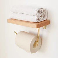 paper towel rack tissue holder free punch wood wall mount tissue storage holder toilet roll paper towel shelf bathroom organizer