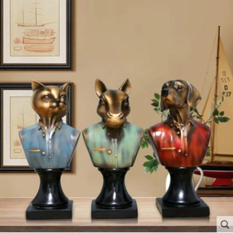

Vintage European resin animal statue crafts, animal head decoration, home office restaurant table decoration gifts