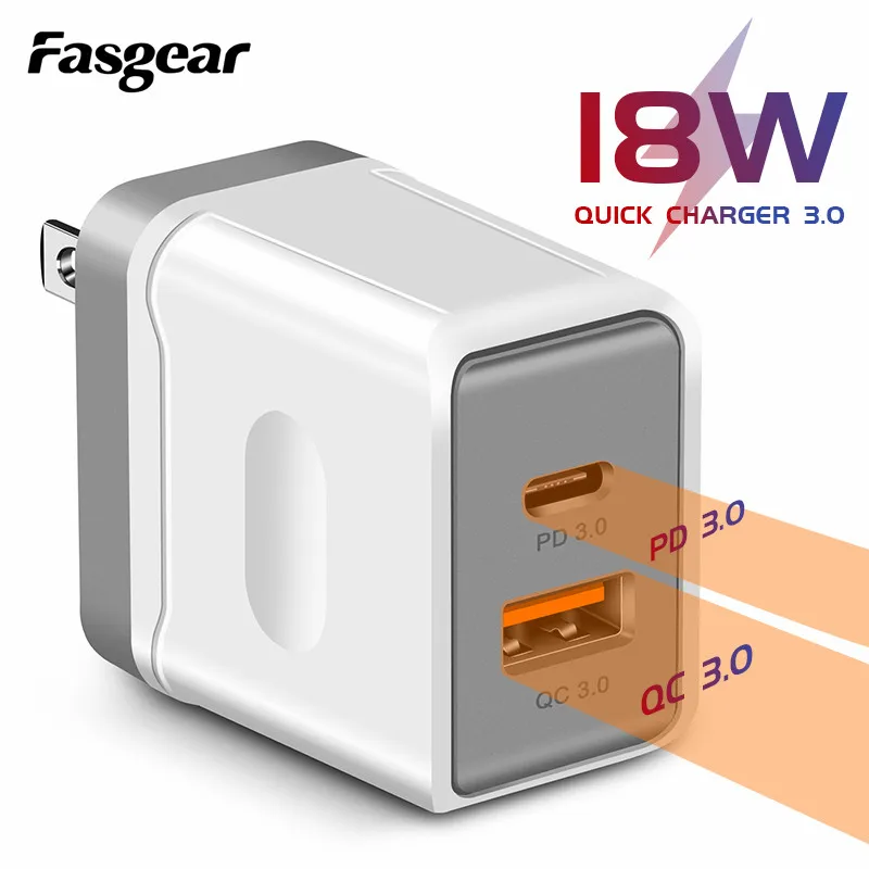 

USB Fast Charger Quick Charge 3.0 PD 3.0 US Plug Wall Mobile Phone Tablet Adapter for iPhone Samsung Xiaomi charging charger