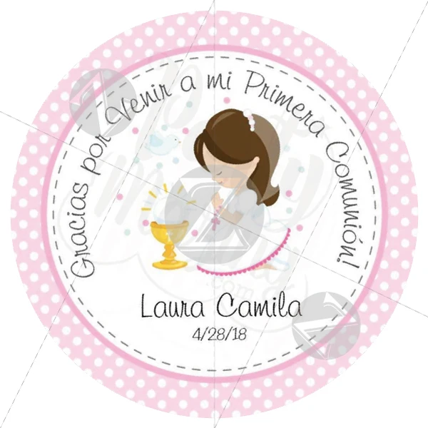 

100 Pieces, 3-7CM, Custom Personalized, Girl First Communion Stickers, Personalized First Holy Communion Favor Labels, C