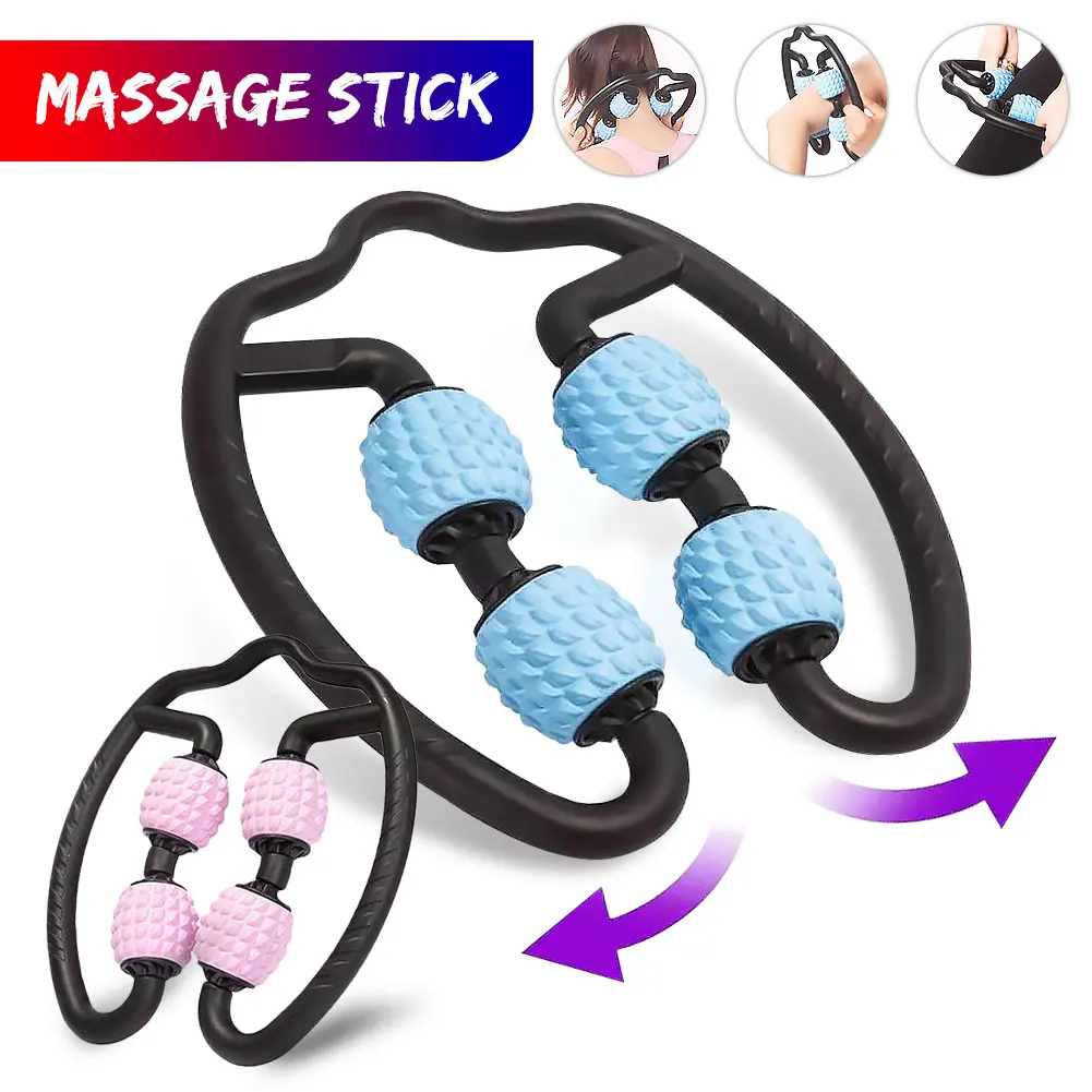 

Fitness Yoga Bodybuilding Equipment Foam Shaft Roller Muscle Relaxer Hand Leg Massage Rolling 4 Wheels For Arms Neck Waist