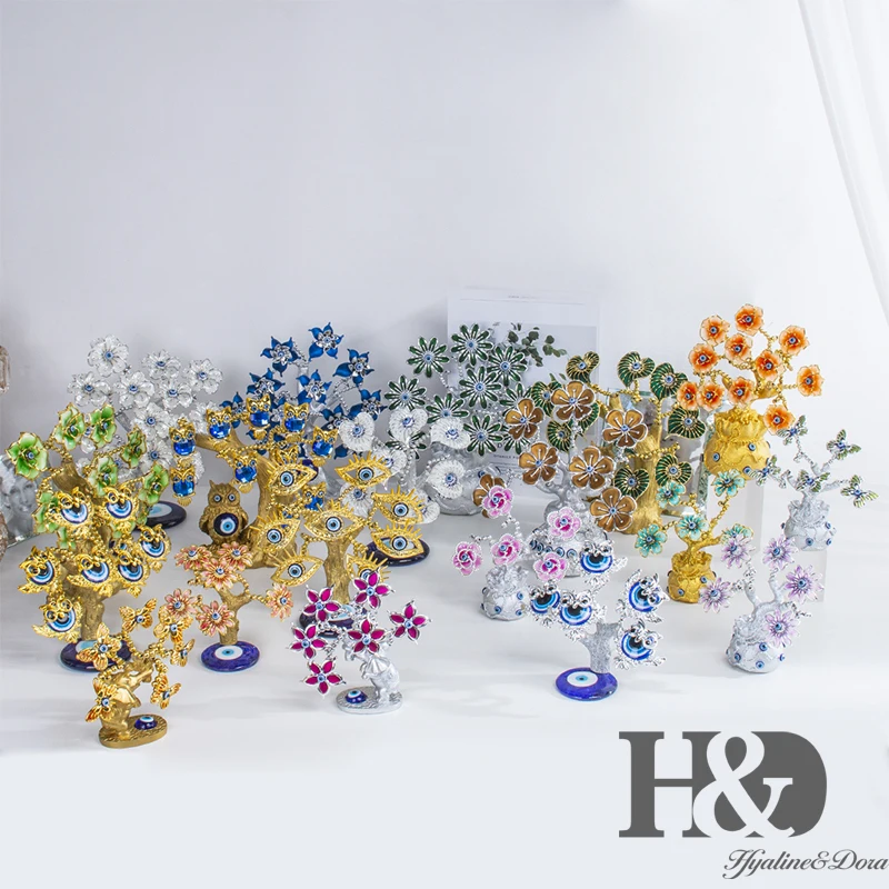 H& D Fengshui голубое сглаза дерево для защиты денег богатство достижения удачу Рождественский подарок домашний Декор Орнамент демонстрационная смола