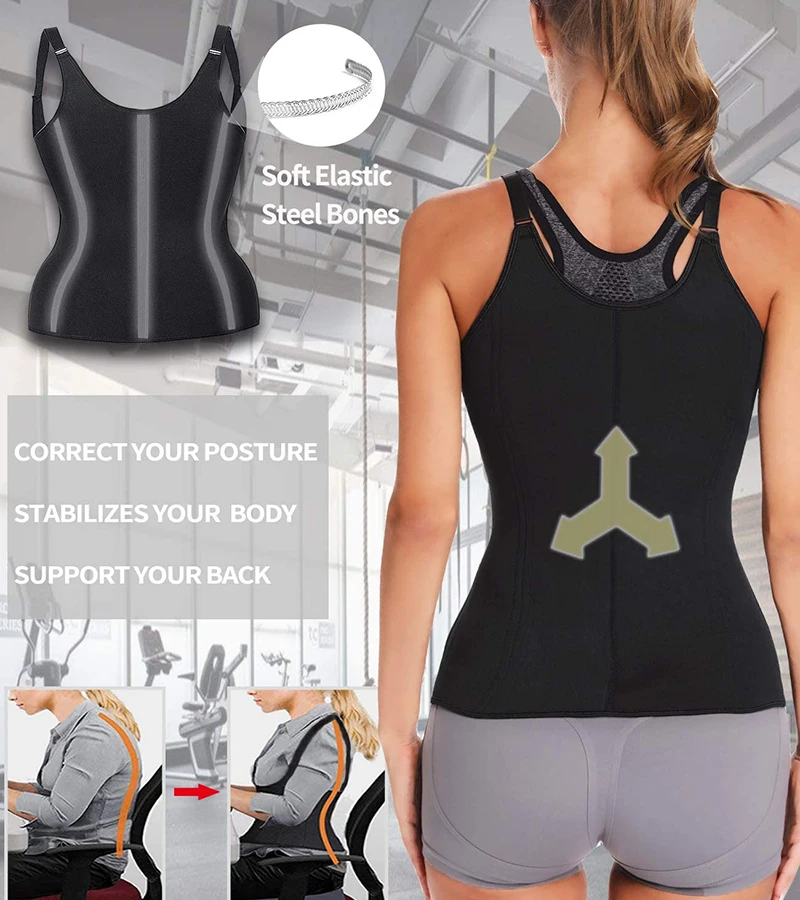 

Women Waist Trainer Corset Zipper Vest Body Shaper Cincher Shapewear Slimming Sports Girdle Neoprene Sauna Tank Top Shapewear