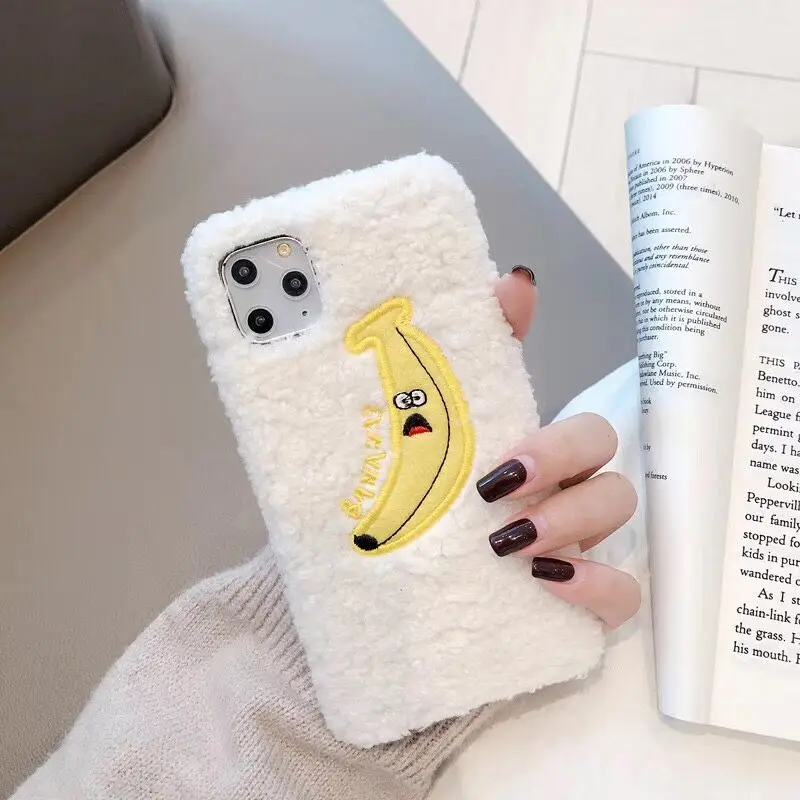 Cartoon cute fruit Banana avocado Phone Case For iPhone 11 Pro Max XR XS 6 6S 7 8 Plus X fashion Plush Winter Back Cover |