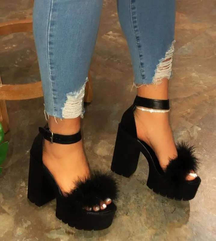 

Sandals /slippers female 2020 new women European simple double open high heel hollow open toe casual square head lazy slippers