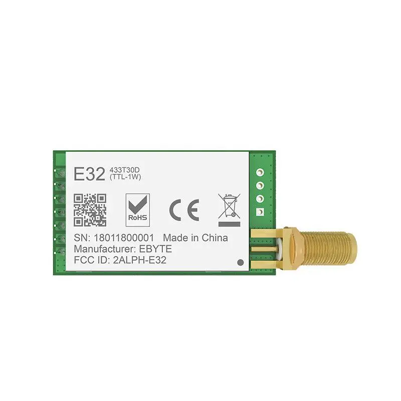 

SX1278 LoRa 433 МГц 30dBm 1 Вт последовательный порт приемопередатчик E32-433T30D SMA дальность действия 433 мгц радиочастотный передатчик и приемник