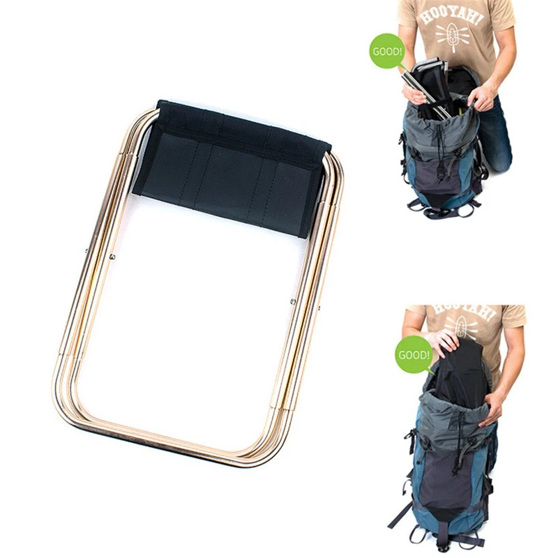 

Portable Folding Camping Chair Foldable Stool Black Small Aluminum Oxford Seat Outdoor for Fishing hiking Travel Garden BBQ