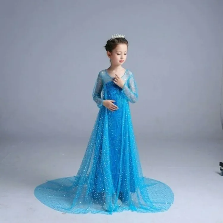 Новое платье для девочек Одежда 2 зимние вечерние платья принцессы Анны и Эльзы
