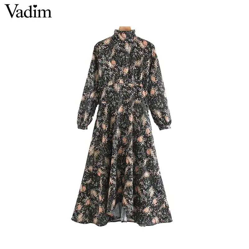 Vadim женское платье миди с цветочным рисунком на молнии сзади длинным рукавом