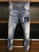 2021 fashion trend dsquared2 patch patch paint dot mens motorcycle jeans 9508