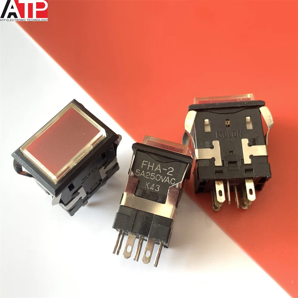 

1PCS FHA-2 import MULON with red light self locking 5A 250VAC button switch 8 feet genuine welcome to consult